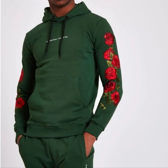 Criminal Damage River Island Rose hoodie unisex men's L - Picture 1 of 10